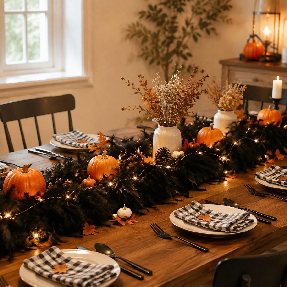 2-Piece Pre-Lit Feather Tinsel Garland Set