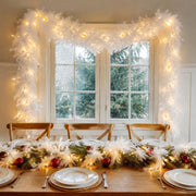 2-Piece Pre-Lit Feather Tinsel Garland Set