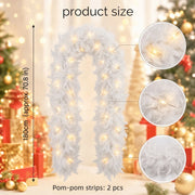 2-Piece Pre-Lit Feather Tinsel Garland Set