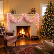 2-Piece Pre-Lit Feather Tinsel Garland Set