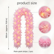 2-Piece Pre-Lit Feather Tinsel Garland Set