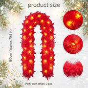 2-Piece Pre-Lit Feather Tinsel Garland Set