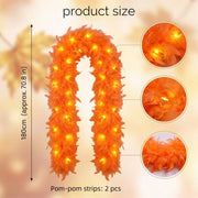 2-Piece Pre-Lit Feather Tinsel Garland Set