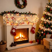 9.8FT Pre-Lit Santa Christmas Tinsel Garland