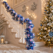 19.7FT Pre-Lit Snowflake Tinsel Garland