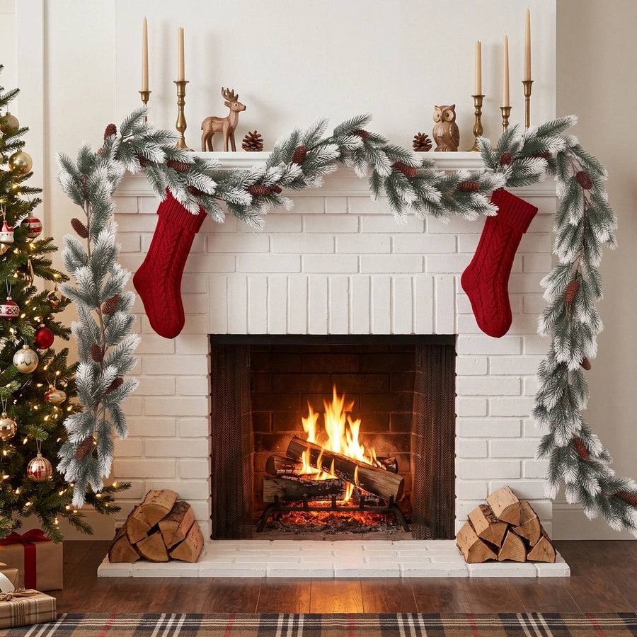 2-Piece 6.5FT Christmas Pine Garland Set