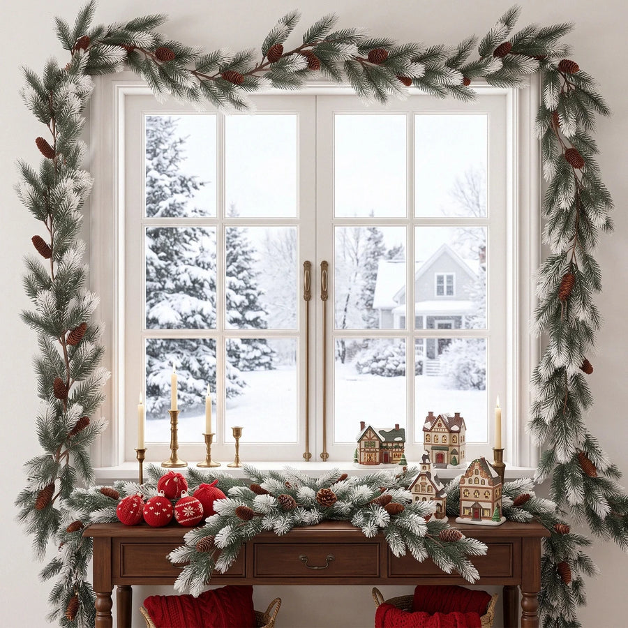 2-Piece 6.5FT Christmas Pine Garland Set