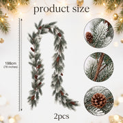 2-Piece 6.5FT Christmas Pine Garland Set