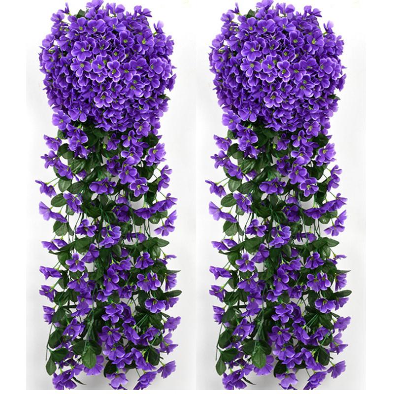 Artificial Hanging Flowers Lily for Outdoors, 2 PCS Fake Plants Garden Decors, Realistic UV Resistance Faux Silk Flowers Ornaments Fruit Plastic