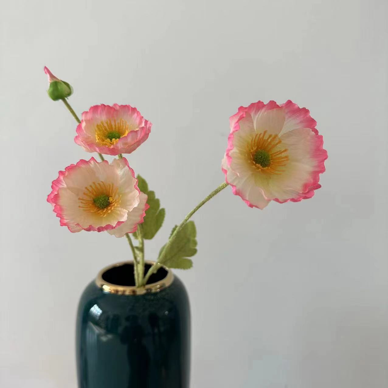 Poppies artificial flowers flocked poppy flowers living room display hotel wedding decoration outdoor landscaping road artificial flowers