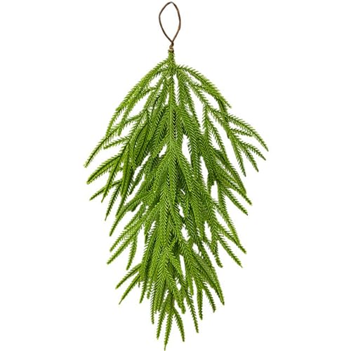 Close-up of lifelike soft rubber pine needle christmas decor for wreath garland vine by IPOPU