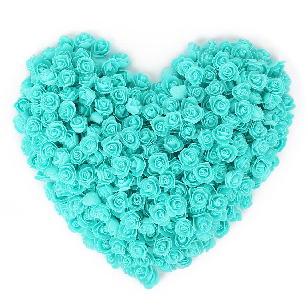 Tiffany blue mini foam rose heads 500pcs bulk for DIY wedding bouquet party decor