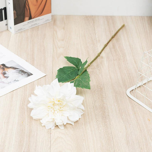 White artificial dahlia flowers 6pcs Chinese pastoral style home garden decor