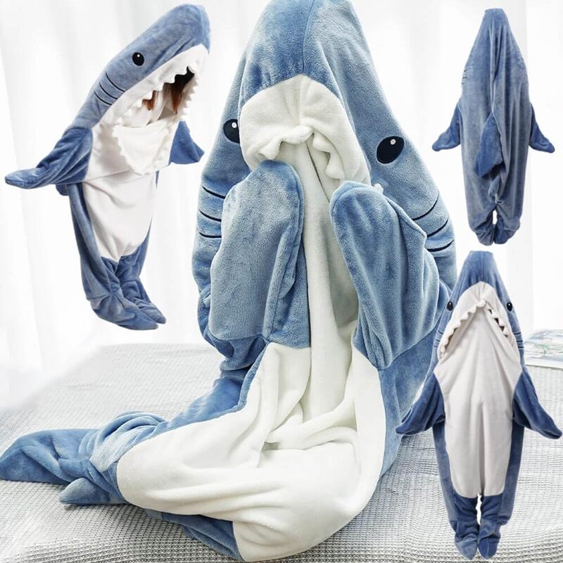 Shark Blanket Hoodie Adult, Wearable Shark Blanket Adult or Shark Sleeping Bag, Super Soft Cozy Flannel