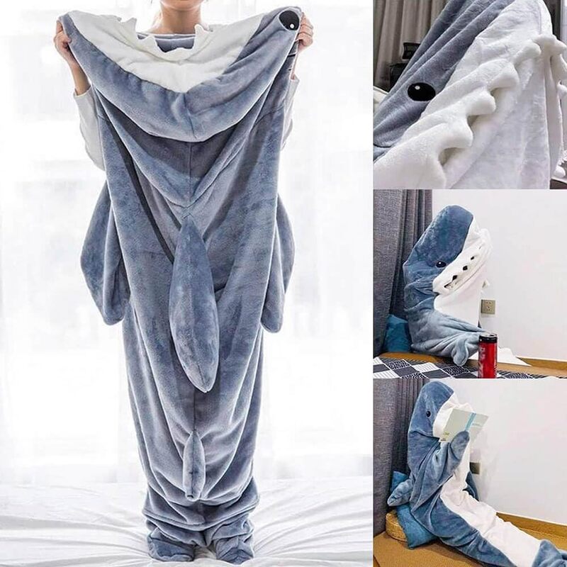 Shark Blanket Hoodie Adult, Wearable Shark Blanket Adult or Shark Sleeping Bag, Super Soft Cozy Flannel