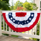 Side view of USA pleated half fan flag bunting for 4th of july independ by IPOPU