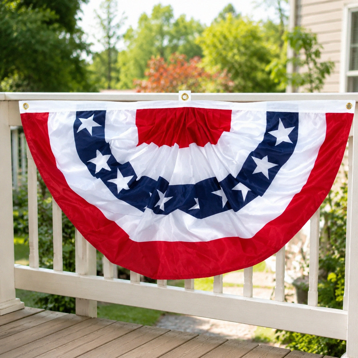 USA Pleated Half Fan Flag Bunting | American Flag Banner for Independence Day 4th of July Party Outdoor Decor