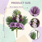 Cemetery Flowers for Grave, Outdoor Lily Chrysanthemum Hydrangea Rose Artificial Flowers Grave Flowers with Cemetery Vase, Lasting and Non-Bleed Colors