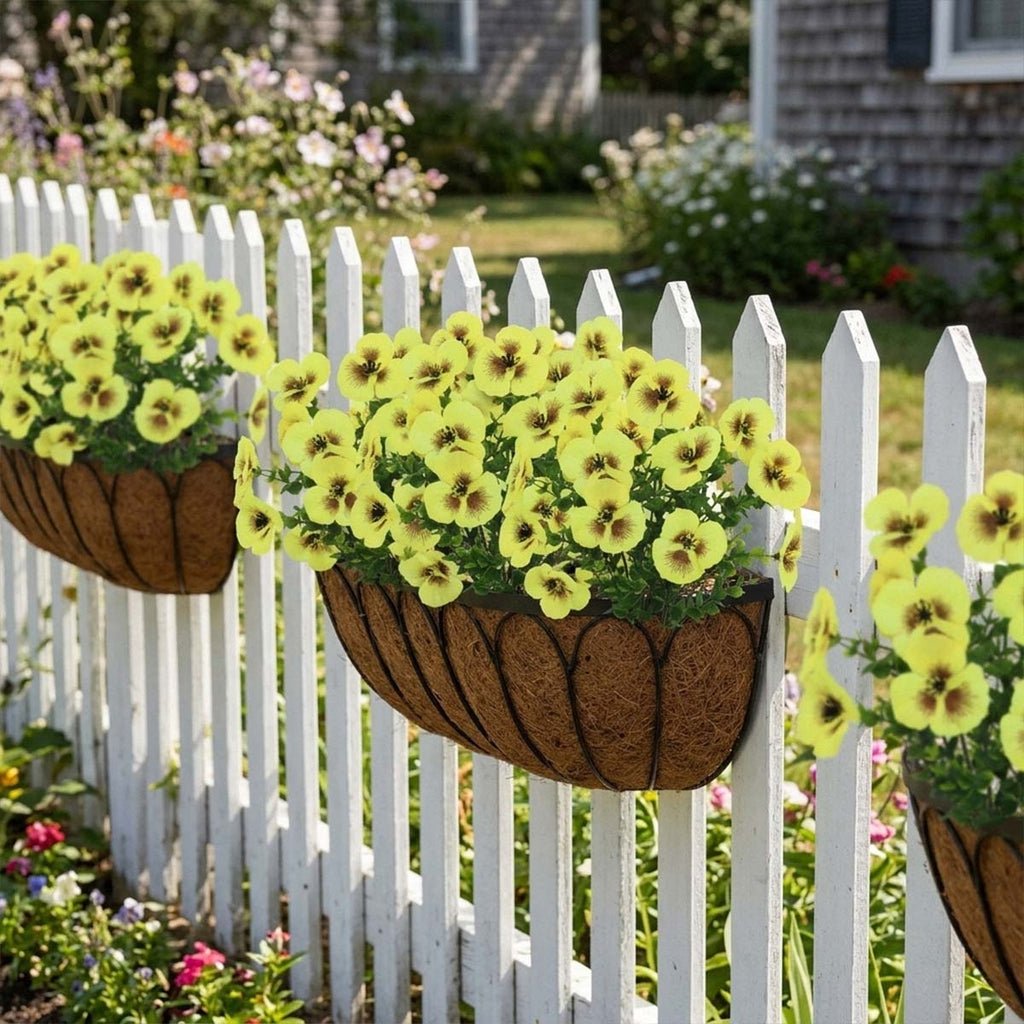 Artificial Pansy Flowers Outdoor Spring Flowers Pansies Wildflower UV Resistant Plants Faux Impatiens for Window Box Wedding Party Outside Garden Porch Decor