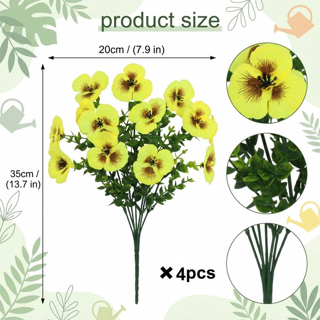 Artificial Pansy Flowers Outdoor Spring Flowers Pansies Wildflower UV Resistant Plants Faux Impatiens for Window Box Wedding Party Outside Garden Porch Decor
