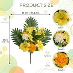 Cemetery Flowers for Grave, Outdoor Lily Chrysanthemum Hydrangea Rose Artificial Flowers Grave Flowers with Cemetery Vase, Lasting and Non-Bleed Colors
