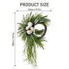 Bohemian Fern Wreath with White Rose Cascading Design Front Door Decor Spring Summer Home Wall Hanging Porch Art