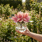 Artificial Magnolia Flowers in Glass Vase with Fake Water | Home Decor Bathroom Office Centerpiece