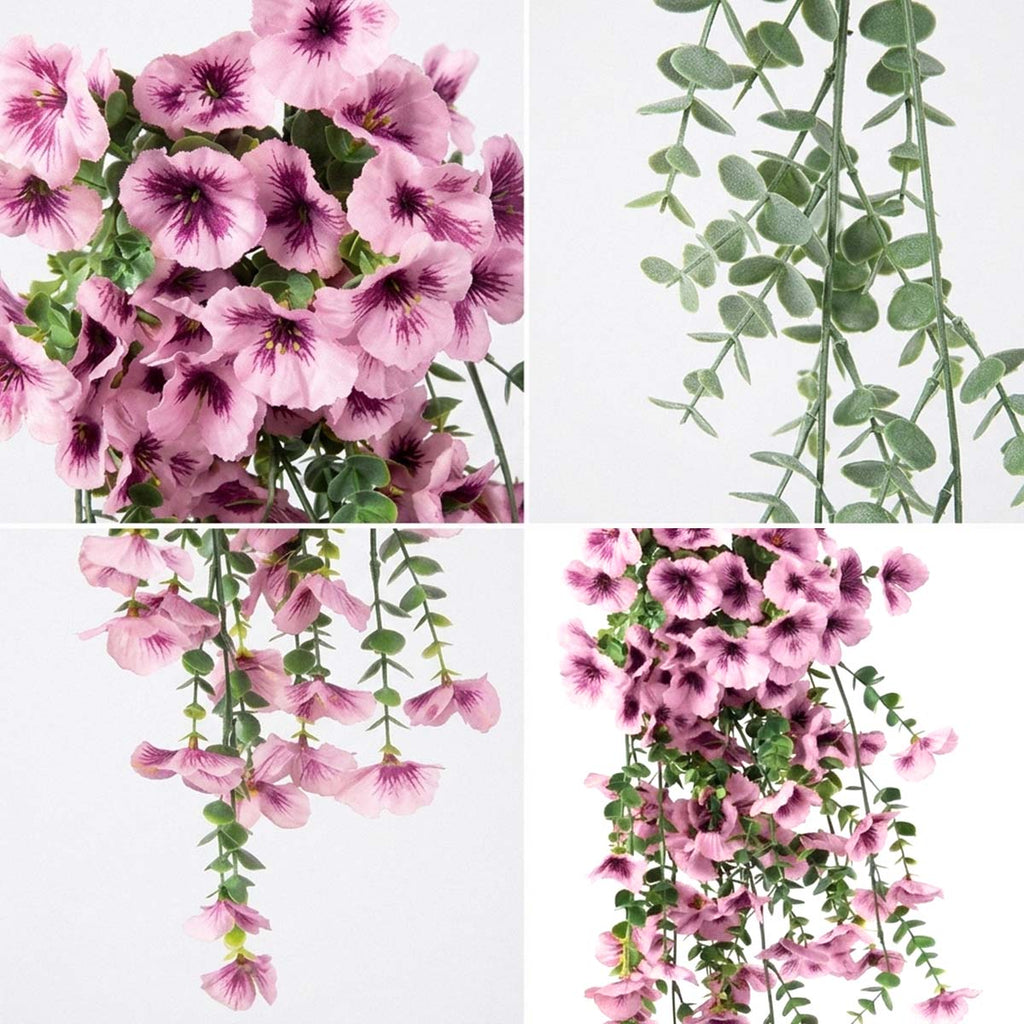 Hanging Artificial Potted Faux Eucalyptus Plants and Flowers for Modern Boho Farmhouse Bathroom Office Desk Wall Book Shelf Living Room Aesthetic Decor Indoor