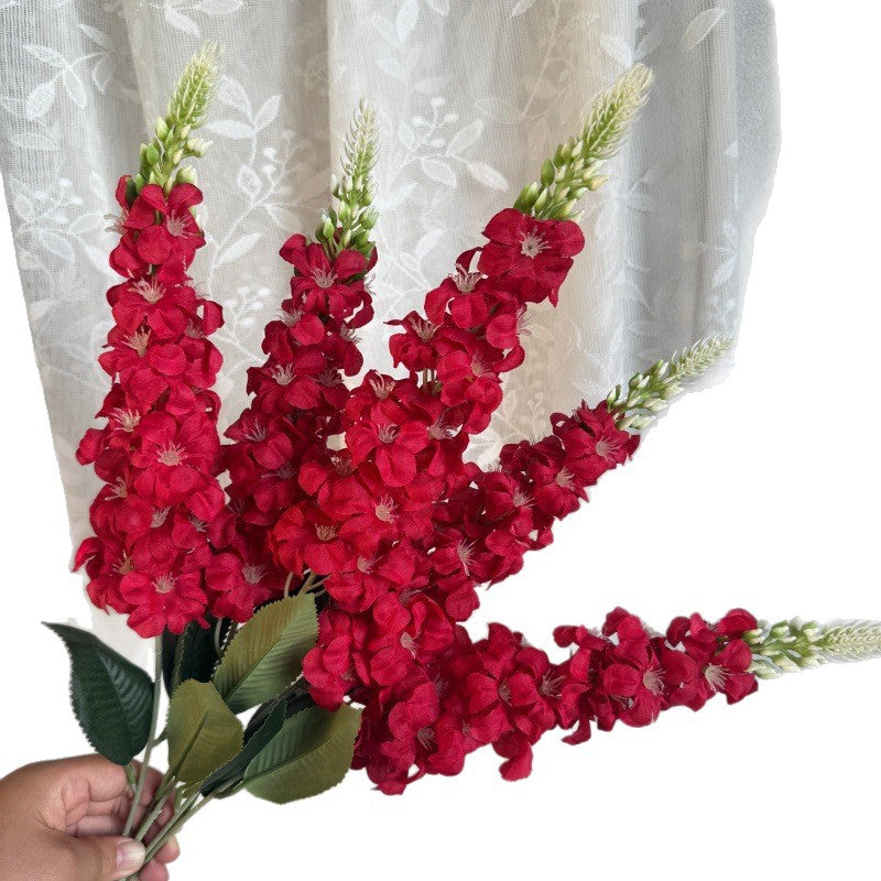 Artificial Delphinium & Hyacinth Stems 22.4in 4pcs | Faux Flowers for Wedding Floral Arrangements Centerpiece Table & Home Decor in White Blue Purple Red