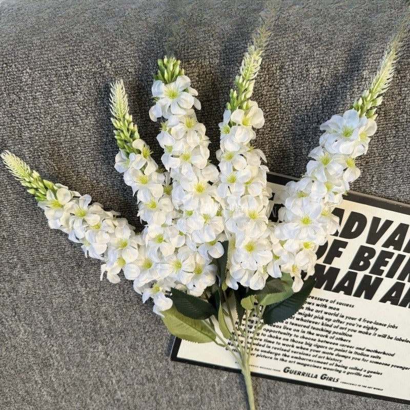 Artificial delphinium hyacinth bouquet 22.4in white faux flowers for wedding centerpiece home decor
