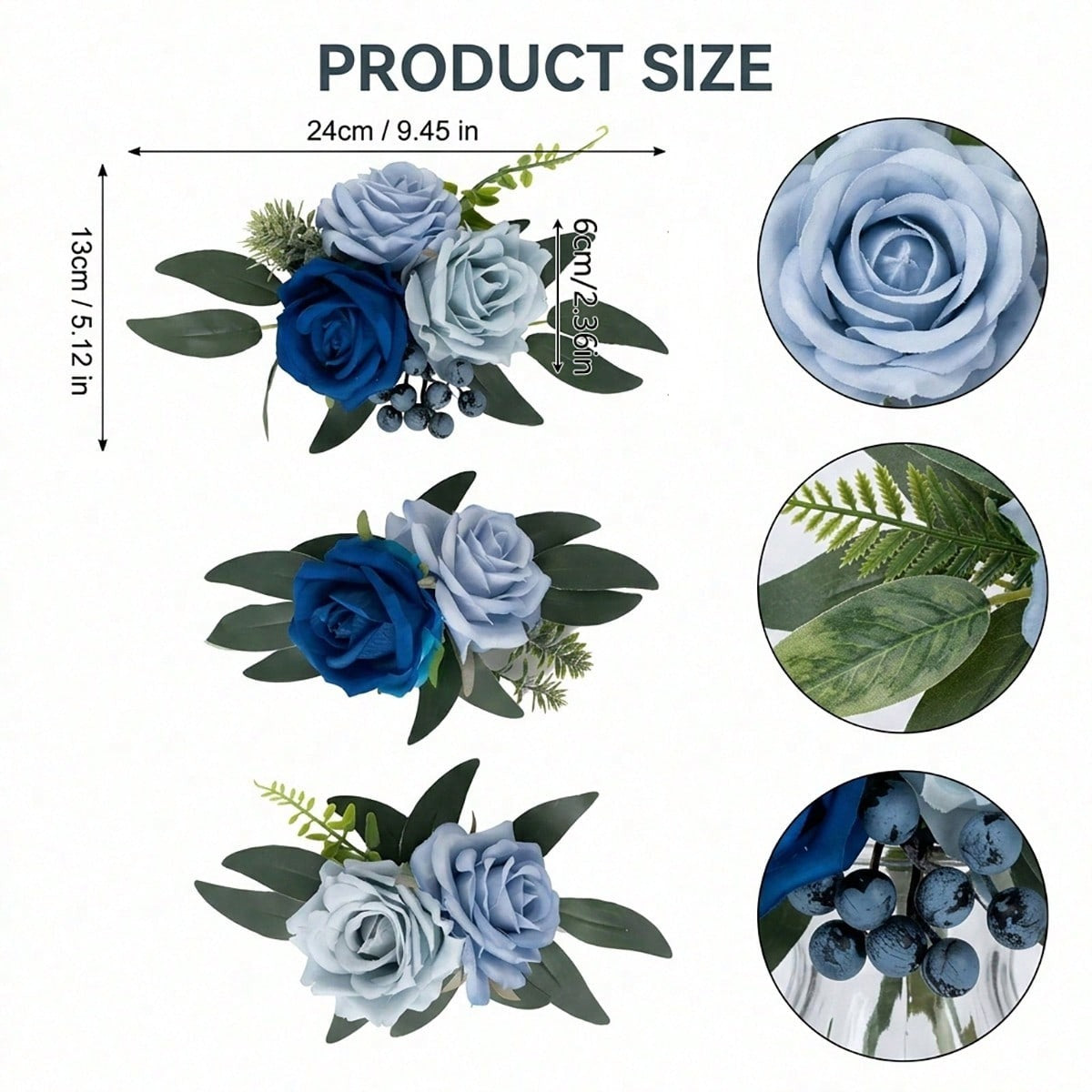 Cake Topper Flowers | 3PCS Pre-Made Floral Cake Decorations for Wedding Birthday Baptism Baby Shower