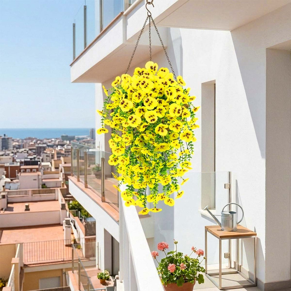 Hanging Artificial Potted Faux Eucalyptus Plants and Flowers for Modern Boho Farmhouse Bathroom Office Desk Wall Book Shelf Living Room Aesthetic Decor Indoor