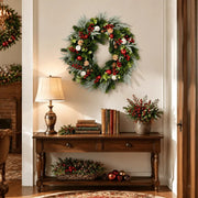 Pomegranate Eucalyptus Evergreen Christmas Wreath – Farmhouse, 18in