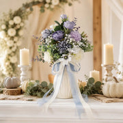Artificial Dusty Purple Bridal Bouquet – Lavender Rose, Chrysanthemum & White Anemone with Ribbon