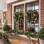 Pomegranate Eucalyptus Evergreen Christmas Wreath – Farmhouse, 18in