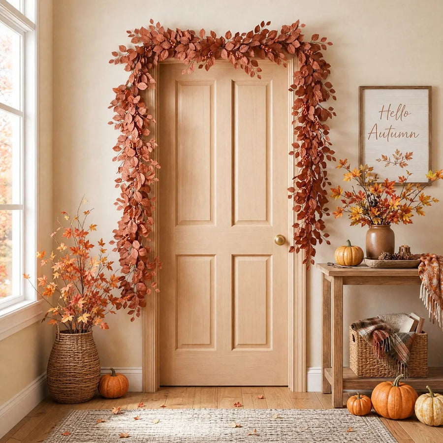 Artificial Fall Leaf & Berry Garland Set of 2 – 200cm