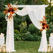 Burnt Orange Boho Arch Swag with Artificial Flowers – Set of 2