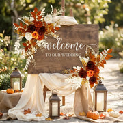 Burnt Orange Boho Arch Swag with Artificial Flowers – Set of 2