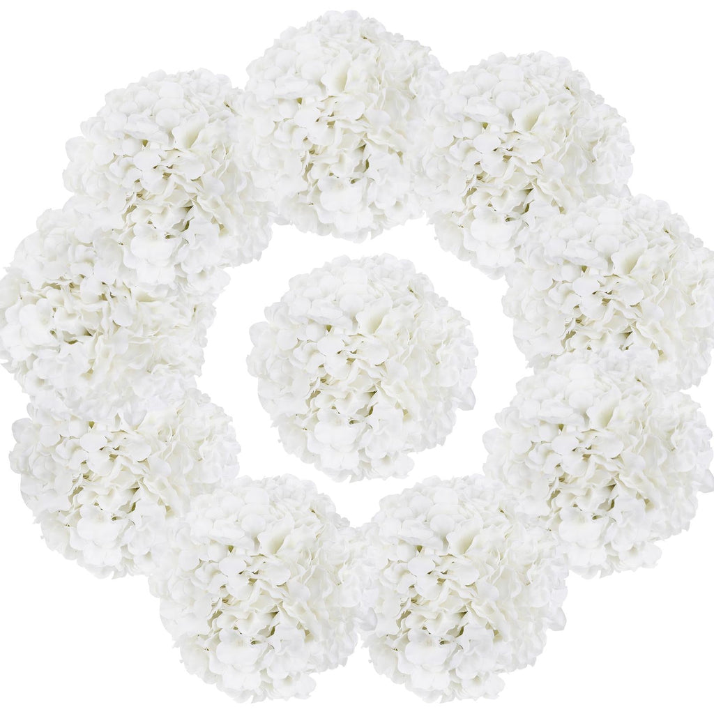 White Hydrangea Flower Heads 10pcs for wedding centerpiece by IPOPU
