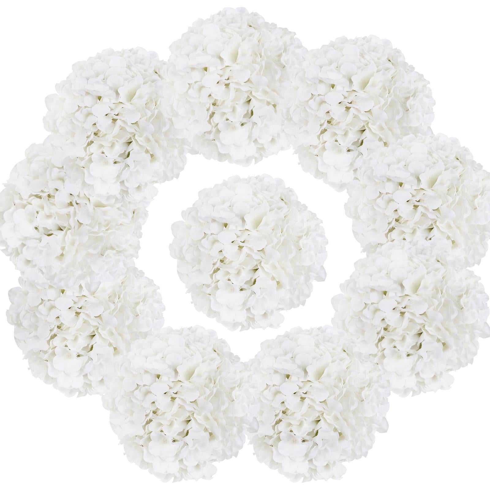 White Hydrangea Flower Heads 10pcs for wedding centerpiece by IPOPU