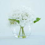 White Hydrangea Flowers in Glass Vase for lifelike faux floral by IPOPU