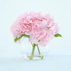 Pink Hydrangea Flowers in Glass Vase for lifelike faux floral by IPOPU