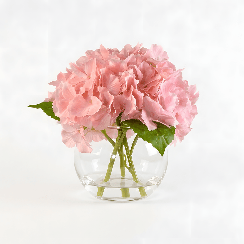 Hydrangea Flowers In Glass Vase for modern home decor by IPOPU