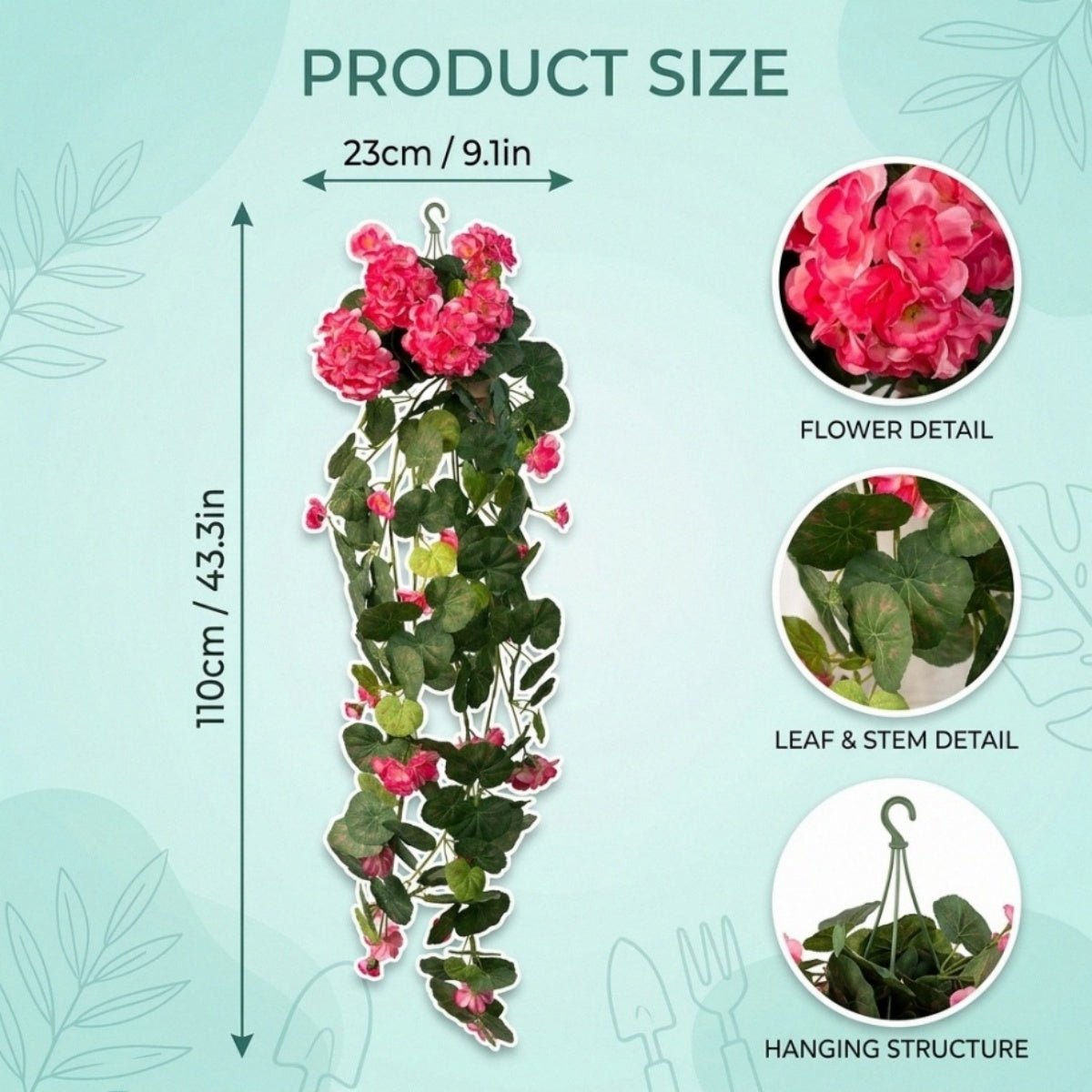 Red Morning Glory Hanging Flower Vine for faux cascading plant by IPOPU