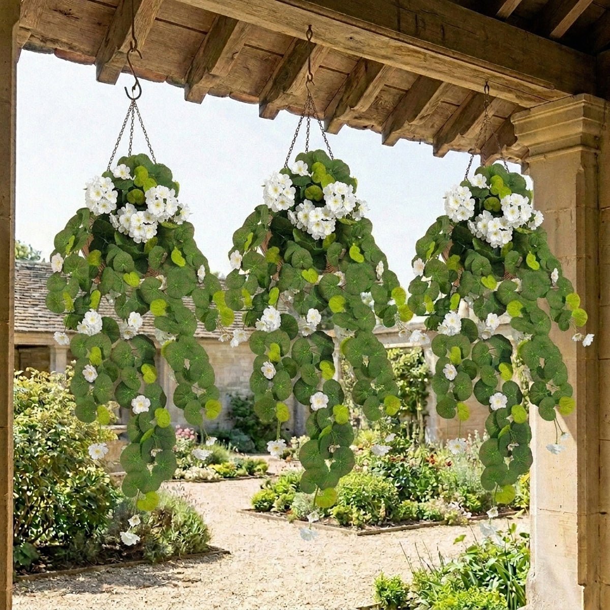 Morning glory hanging flower vine arranged for faux cascading plant by IPOPU