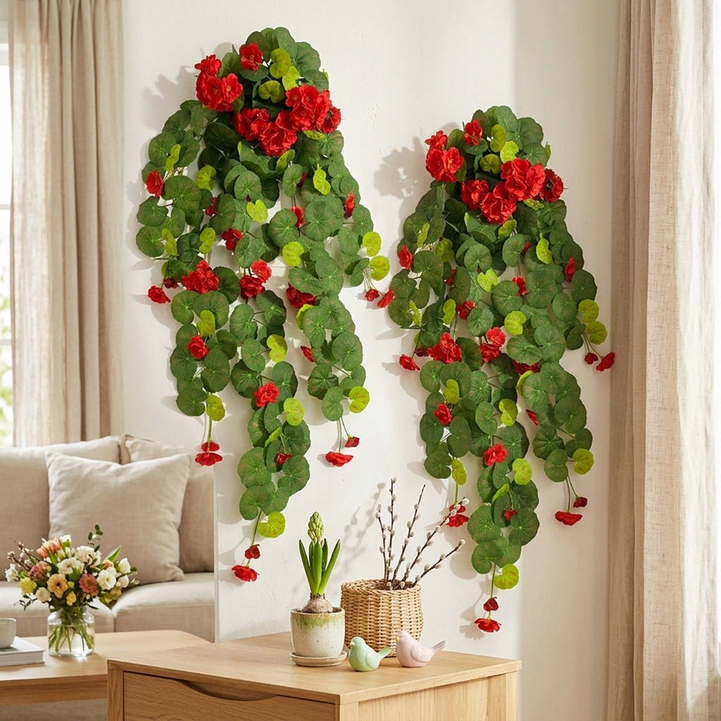 Morning glory hanging flower vine arranged for faux cascading plant by IPOPU