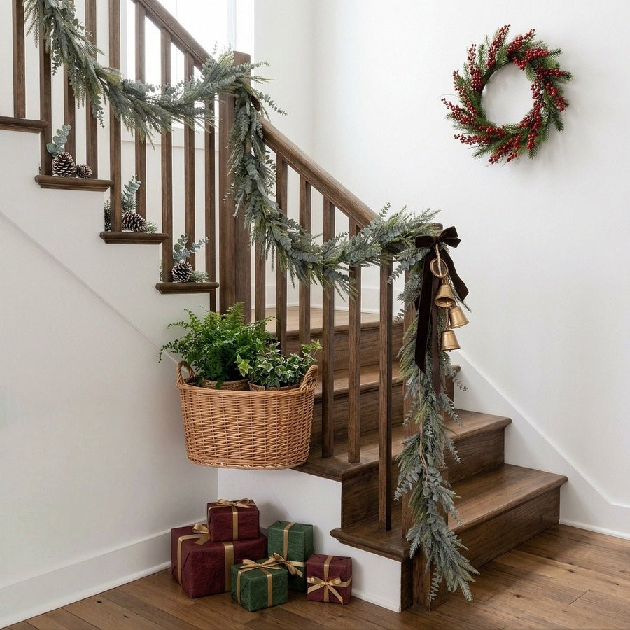 Artificial Pine Eucalyptus Garland – Christmas Mantel, Staircase & Table Decor