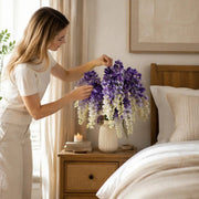 Artificial Purple Wisteria Bush with Trailing Stems