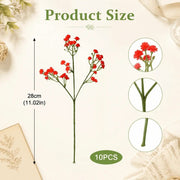Artificial Red Baby's Breath Stems – Faux Gypsophila 10pcs