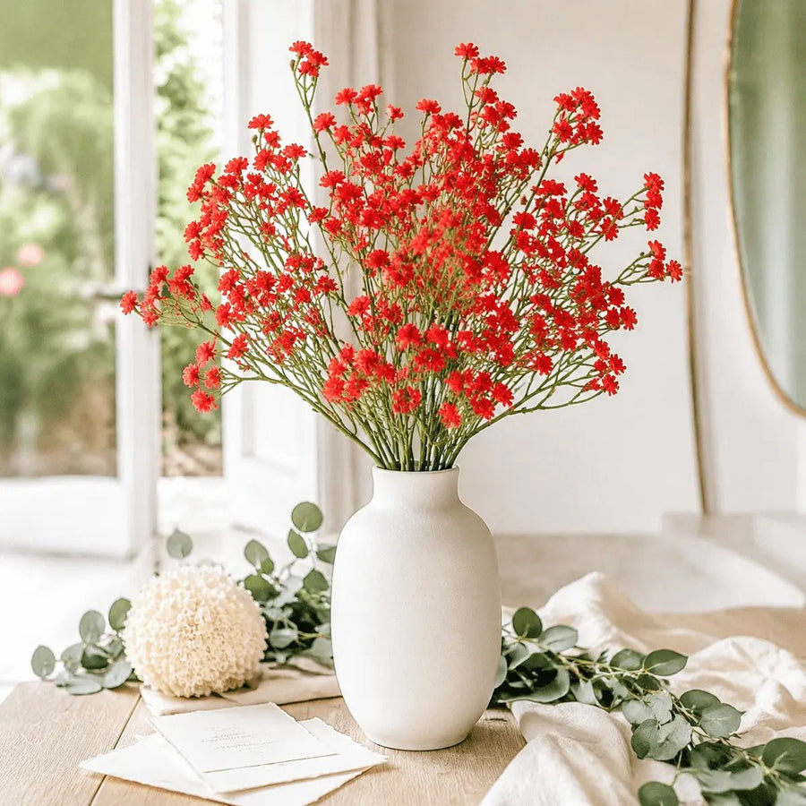 Artificial Red Baby's Breath Stems – Faux Gypsophila 10pcs